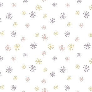 Star Floral Doodle in Peachy Pink, Mauve and Gold on White