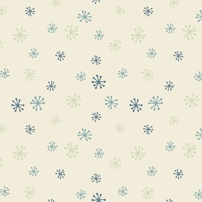 Star Floral in Seafoam, Blue and Celery on Cream