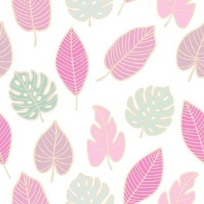 Tropical leaves (minty pink)