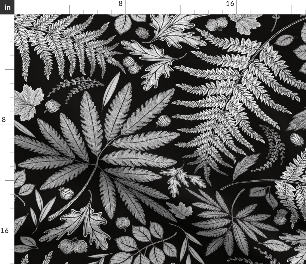 Ferns, Foliage and Bramble Black