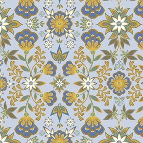 Deco-esque Art Deco Floral on a soft blue background background