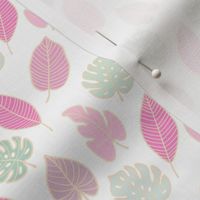 Tropical leaves (small/minty pink)