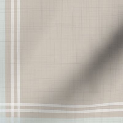 Windowpane Plaid - Greige w/ Light Blue Accent, Large Scale