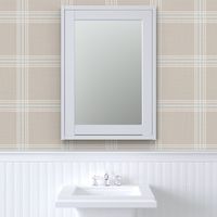 Windowpane Plaid - Greige w/ Light Blue Accent, Large Scale