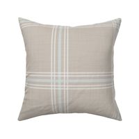 Windowpane Plaid - Greige w/ Light Blue Accent, Large Scale