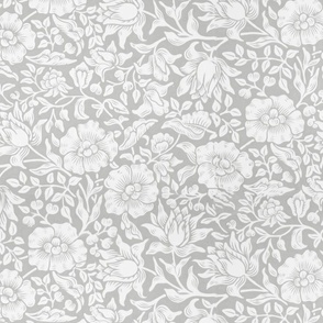 Grey Floral Fabric, Wallpaper and Home Decor | Spoonflower