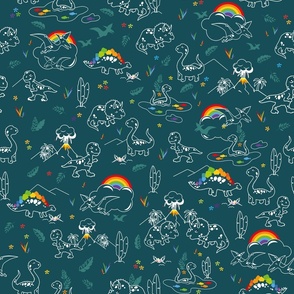 Cute dinosaurs and rainbows pattern