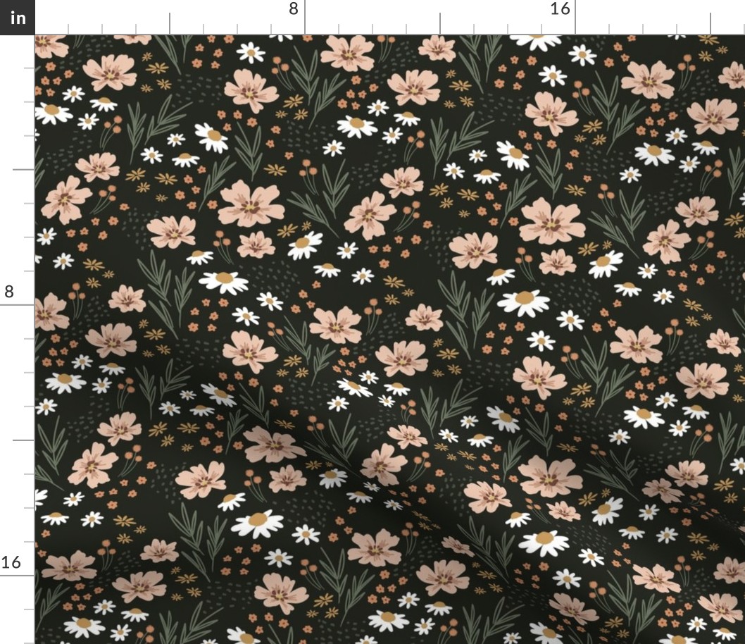 Field of Wildflowers - Black, Medium Scale