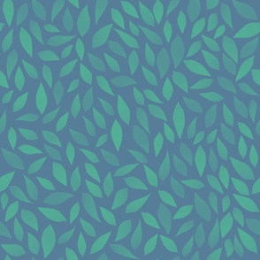 Verdant Canopy - Lush Botanical Leaves on Ocean Blue - Nature-Inspired Pattern for Eco-Friendly Home Decor & Apparel