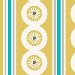 Gold Stripe with Daisies, Larger
