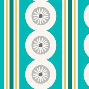 Teal Stripe with Daisies, Larger