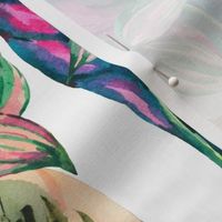 Watercolor tropical leaves