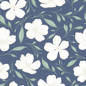 White apricot blossoms on navy blue (small)
