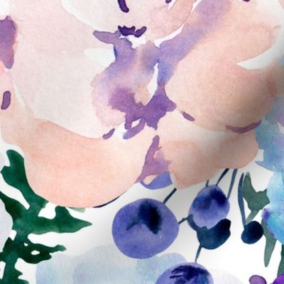 Abstract watercolor purple flowers