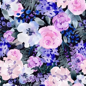 Watercolor purple flowers