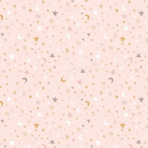 Stardust pink gold white stars and moons by Jac Slade