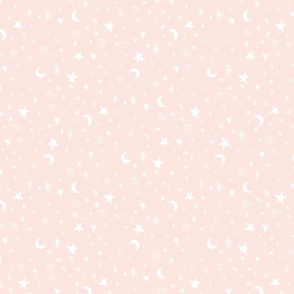 Stardust pink white stars and moons Regular Scale by Jac Slade