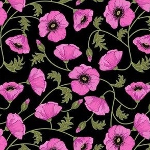 small_scale_poppies_pink_black5x5in-01-01