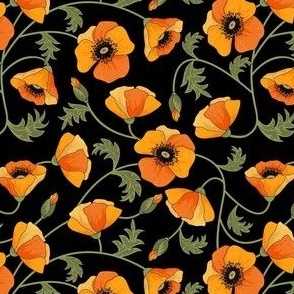 small_scale_poppies_yellow_black5x5in-01