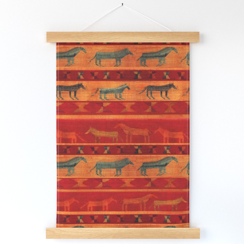 Southwest Wild Mustangs - 21" x 18" - Design 12979778 - Red Yellow Black