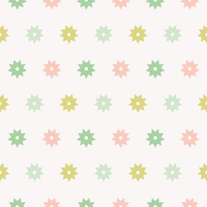 Star Dots Pink and Green on Off-White | Lg.