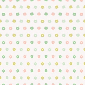 Star Dots Pink and Green on Off-White