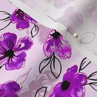 Hand Painted Flowers in Purples