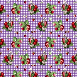 Strawberries on purple gingham