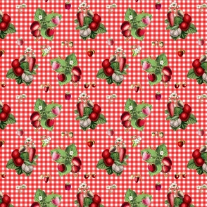 Strawberries on red gingham