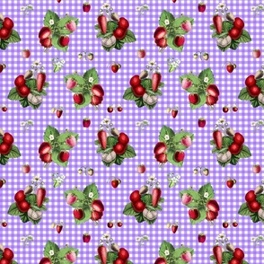 Strawberries on violet gingham
