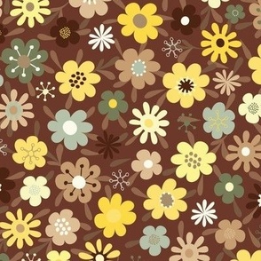 Boho Florals on brown 