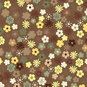 Small boho florals on brown 