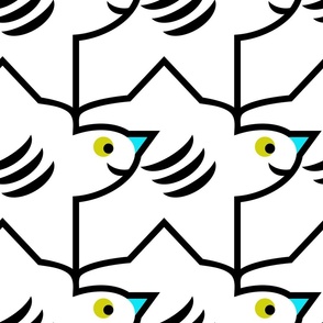 Happy-Birds-LARGE-black-and-white-green-eyes-blue-pecker-Escher-type-repeat