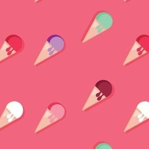 Ice Cream Cones chocolate mint strawberry grape vanilla ice cream fabric