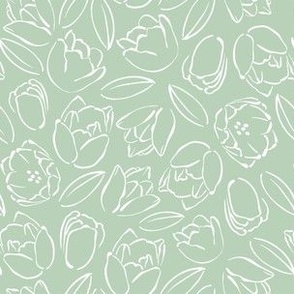 hand drawn tulips teal green, easter and spring