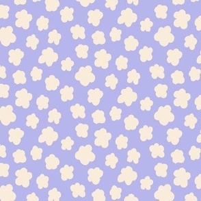 small silhouette flowers cream on lilac 