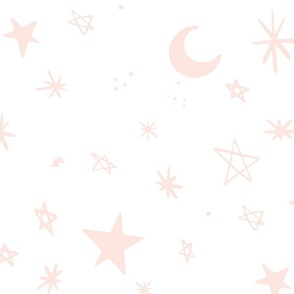 Stardust pink stars and moons on white Jumbo Scale by Jac Slade