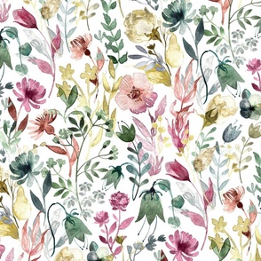 Neutral Rainbow Floral in Watercolor 