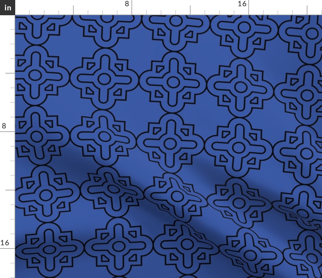 Geometric Pattern: Zellij: Azure Black