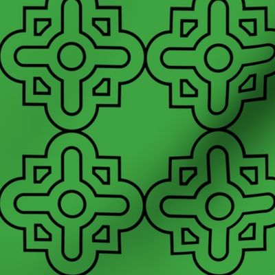 Geometric Pattern: Zellij: Emerald Black