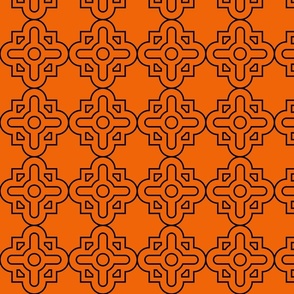Geometric Pattern: Zellij: Tangerine Black