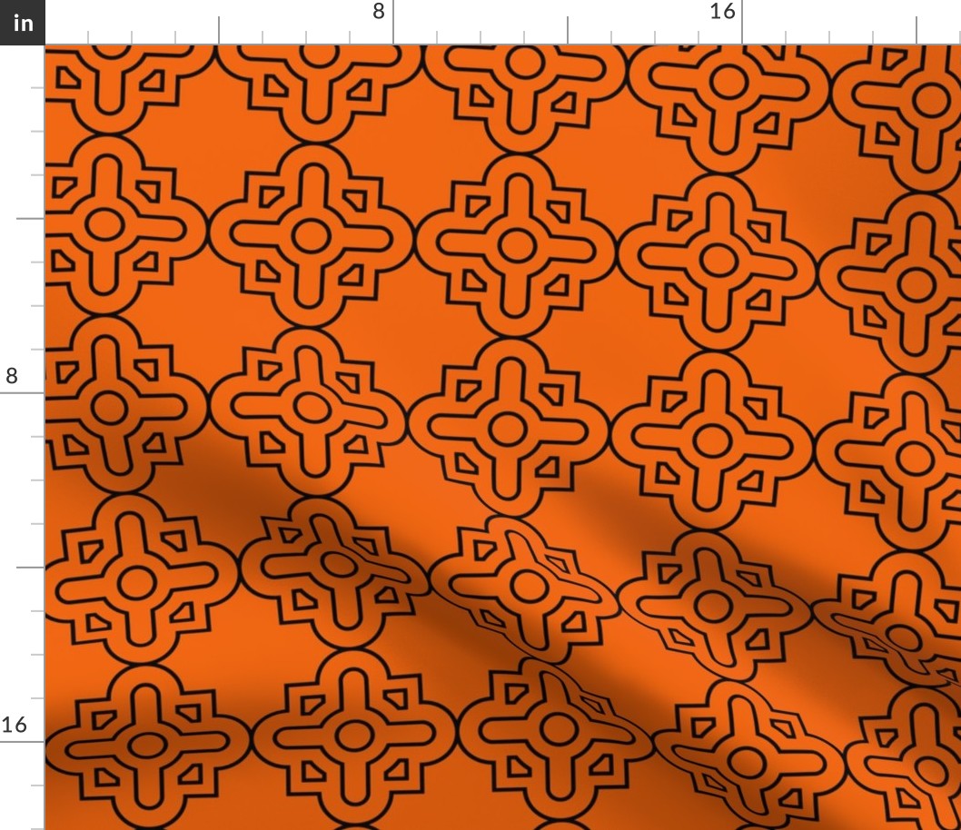 Geometric Pattern: Zellij: Tangerine Black