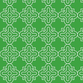 Geometric Pattern: Zellij: Emerald White