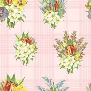 BOUQUET PLAID LARGE - SPRING GARDEN COLLECTION (PINKY)