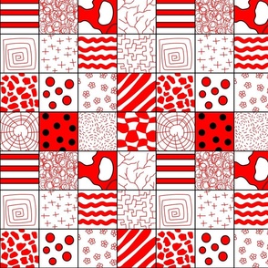 Doodled Checkers black red white 