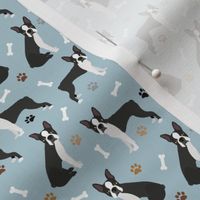 Boston Terrier Paws and Bones Blue Small Scale