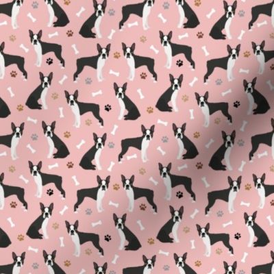 Boston Terrier Paws and Bones Pink Small Scale