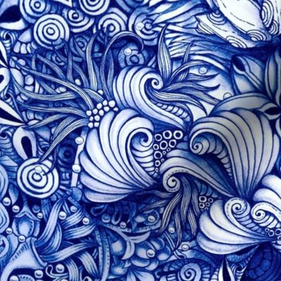 Doodle Collage--blue