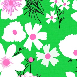 Retro Modern Loose Wildflower Spring Garden Kelly Green