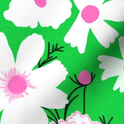 Kelly Green Retro Modern Loose Wildflower Spring Garden Mix 